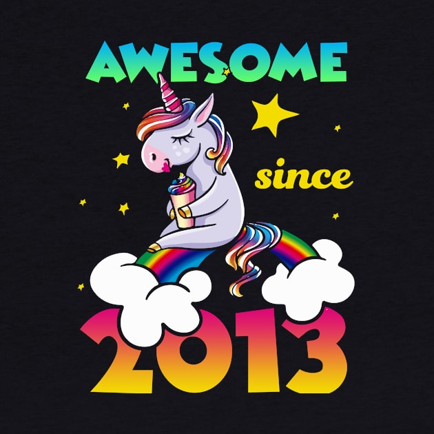 Cute Awesome Unicorn Since 2013 Rainbow Gift by saugiohoc994